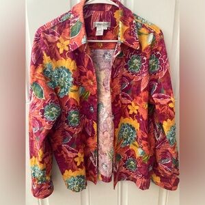 Coldwater Creek Floral Blazer Jacket Open Front L Large